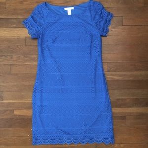 Short Sleeved Blue Sheath Dress